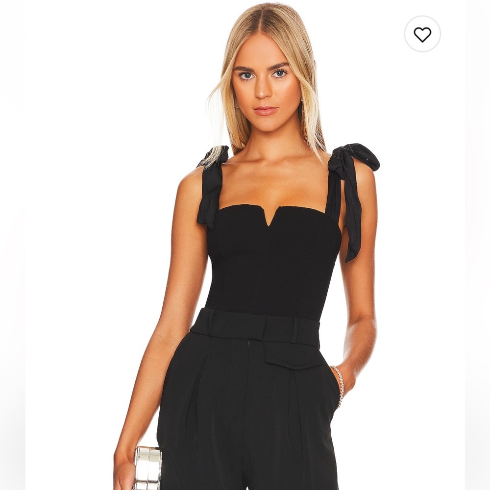 🆕Free People Black Bodysuit with Bow Straps NWT